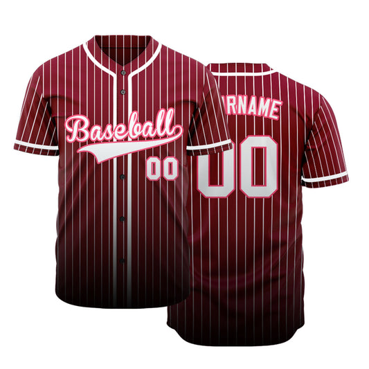 Custom Dark Red And White Lines Baseball Jersey