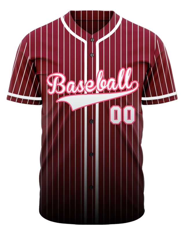 Custom Dark Red And White Lines Baseball Jersey
