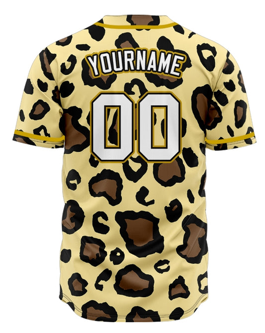 Custom Gold Edge Beige Deer Baseball Jersey