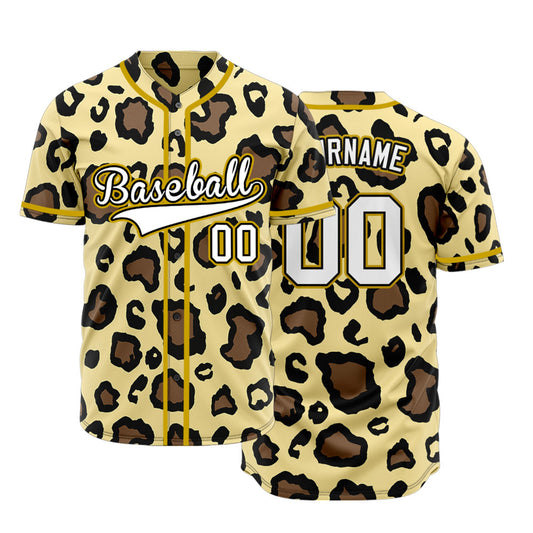 Custom Gold Edge Beige Deer Baseball Jersey