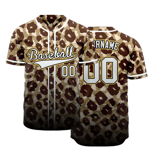 Custom Gradient Brown Plum Blossom Baseball Jersey