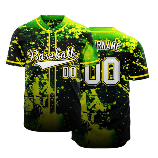 Custom Gradient Green Ink Yellow Point Baseball Jersey