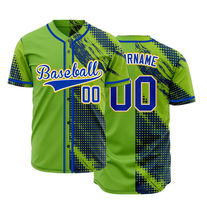 Custom Green And Blue Halftone Baseball Jersey