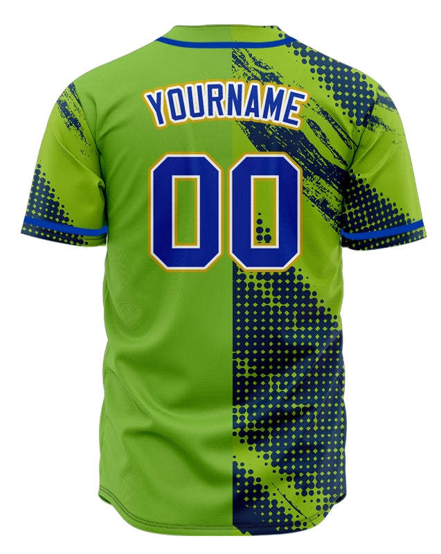 Custom Green And Blue Halftone Baseball Jersey