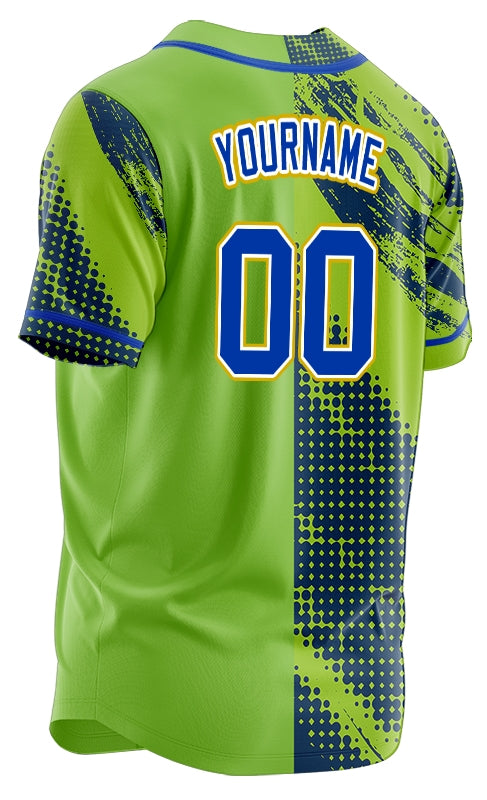 Custom Green And Blue Halftone Baseball Jersey
