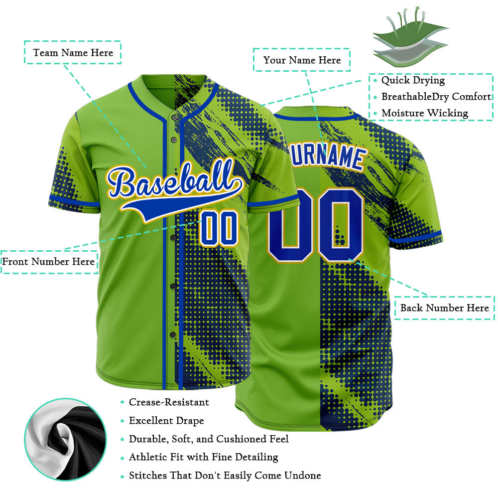 Custom Green And Blue Halftone Baseball Jersey
