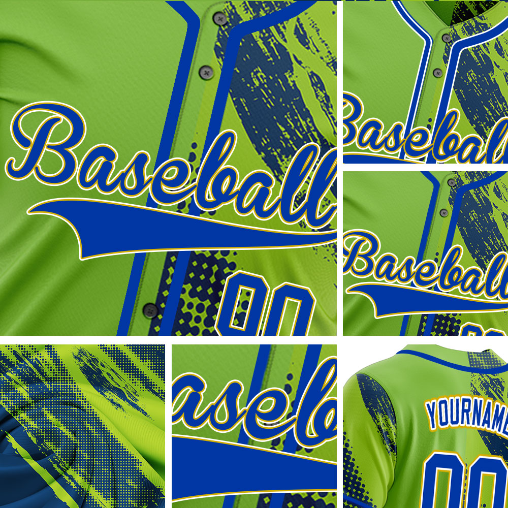 Custom Green And Blue Halftone Baseball Jersey