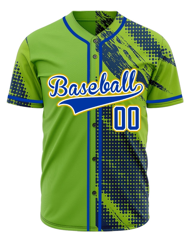 Custom Green And Blue Halftone Baseball Jersey
