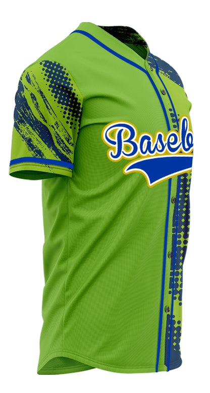 Custom Green And Blue Halftone Baseball Jersey