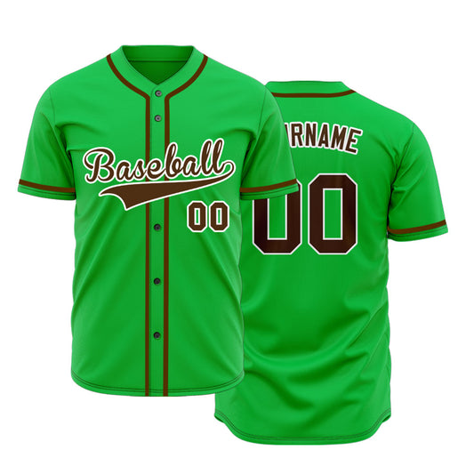 Custom Green And Brown Baseball Jersey