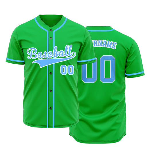 Custom Green And Light Blue Baseball Jersey