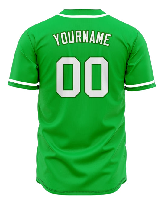 Custom Green And White Baseball Jersey