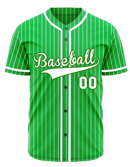Custom Green And White Vertical Lines Baseball Jersey
