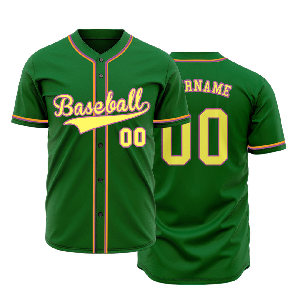 Custom Green And Yellow Baseball Jersey