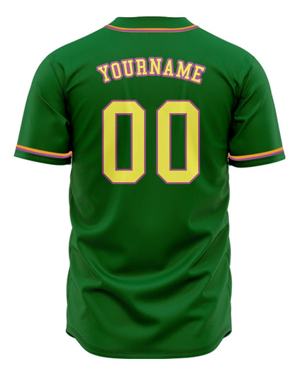 Custom Green And Yellow Baseball Jersey