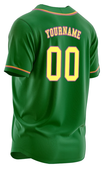 Custom Green And Yellow Baseball Jersey