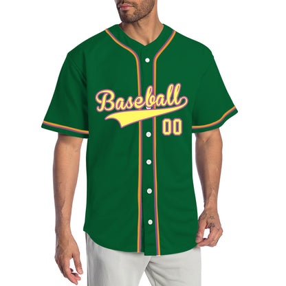 Custom Green And Yellow Baseball Jersey