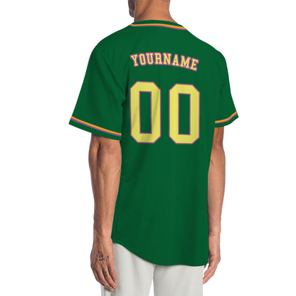 Custom Green And Yellow Baseball Jersey