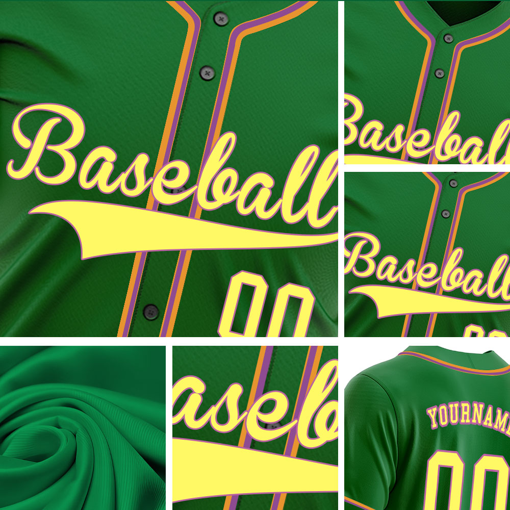 Custom Green And Yellow Baseball Jersey