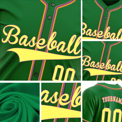 Custom Green And Yellow Baseball Jersey