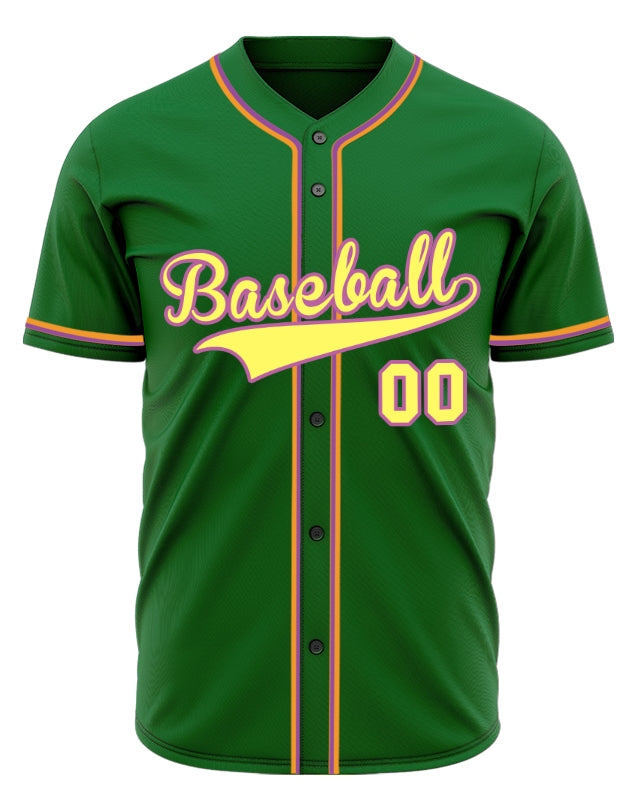 Custom Green And Yellow Baseball Jersey