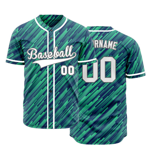 Green Blue Diagonal Line Custom Baseball Jersey