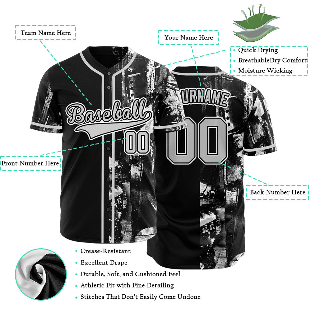 Custom Grey Ink Baseball Jersey