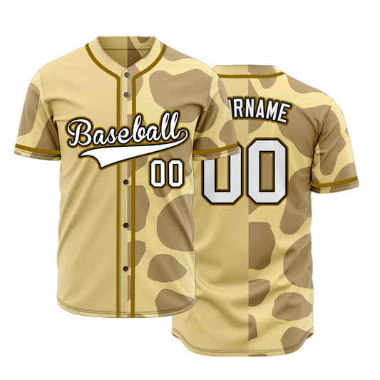 Custom Half Beige Light Brown Baseball Jersey