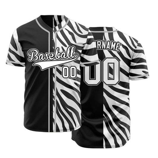 Custom Half Black And White Zebra Baseball Jersey