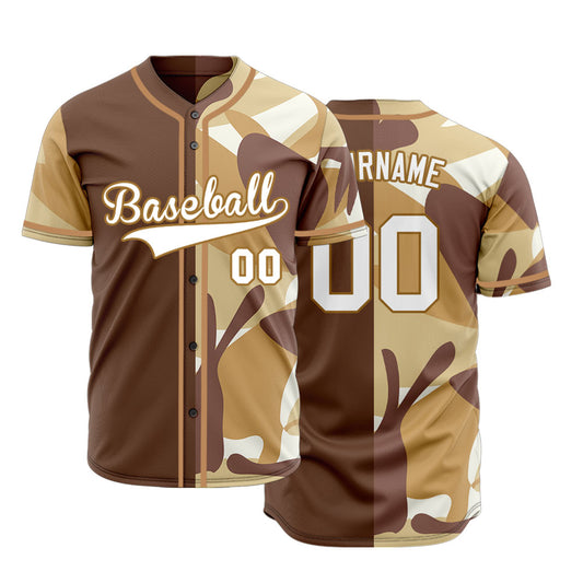 Custom Half Brown Gold Baseball Jersey