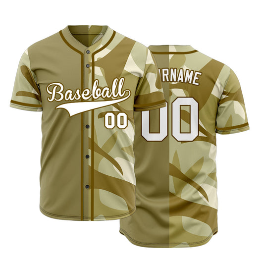 Custom Half Gold Olive Baseball Jersey