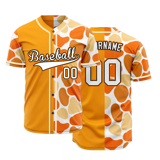 Custom Half Orange Beige Color Block Baseball Jersey