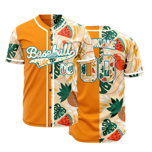 Custom Half Pineapple And Watermelon Baseball Jersey