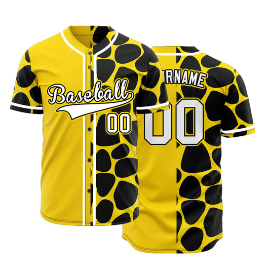 Custom Half Yellow And Black Oval Baseball Jersey