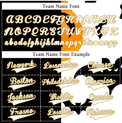 Halloween Black Orange Pumpkin Half Baseball Jersey