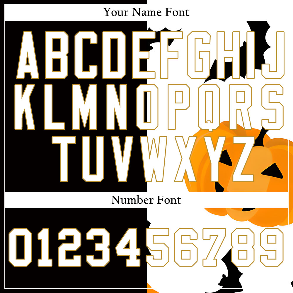 Halloween Black Orange Pumpkin Half Baseball Jersey