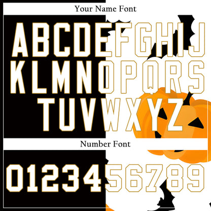 Halloween Black Orange Pumpkin Half Baseball Jersey
