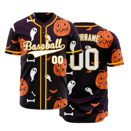 Halloween Dark Purple Skull Half Baseball Jersey