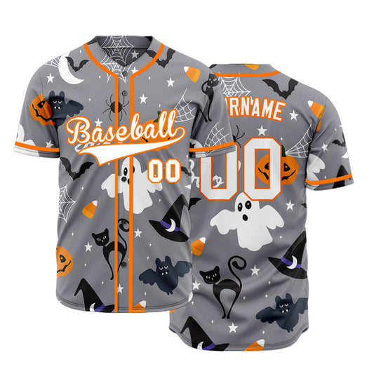 Halloween Grey Pumpkin Baseball Jersey