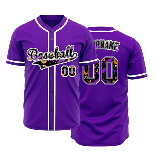 Halloween Moon Purpel Baseball Jersey