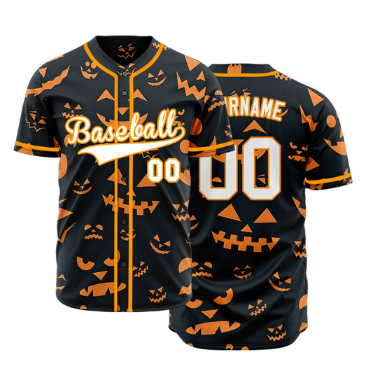 Halloween Orange And Black Pumpkin Baseball Jersey