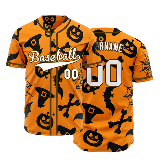 Halloween Orange Black Spider Web Baseball Jersey