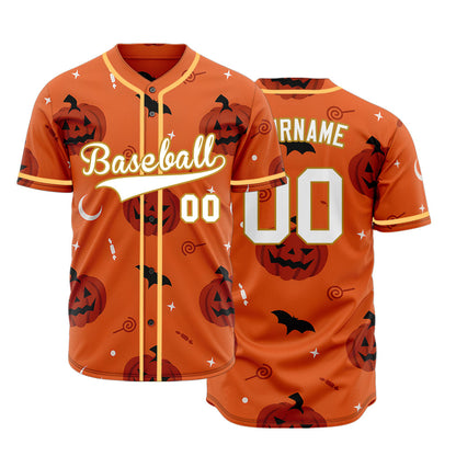 Halloween Orange Pumpkin Baseball Jersey