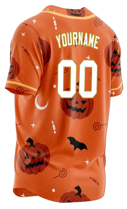 Halloween Orange Pumpkin Baseball Jersey
