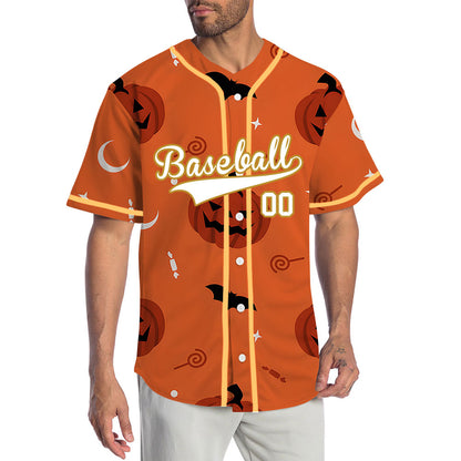 Halloween Orange Pumpkin Baseball Jersey