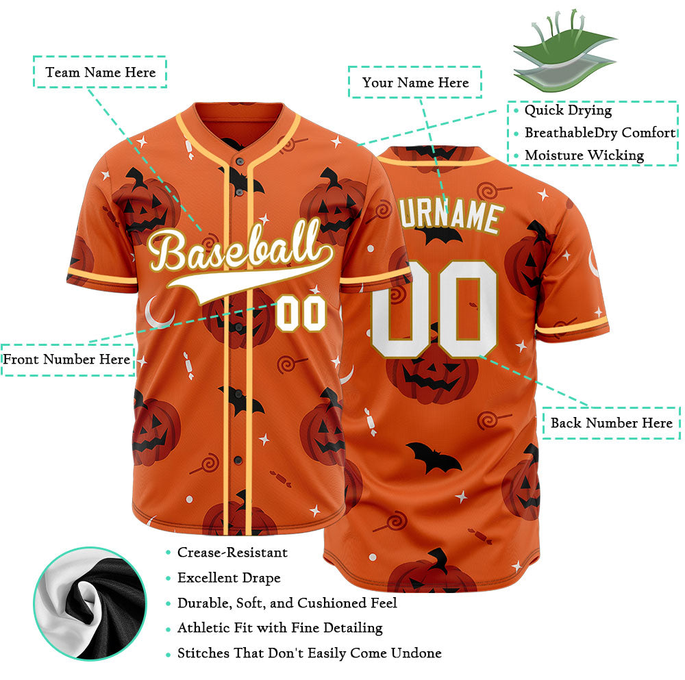 Halloween Orange Pumpkin Baseball Jersey