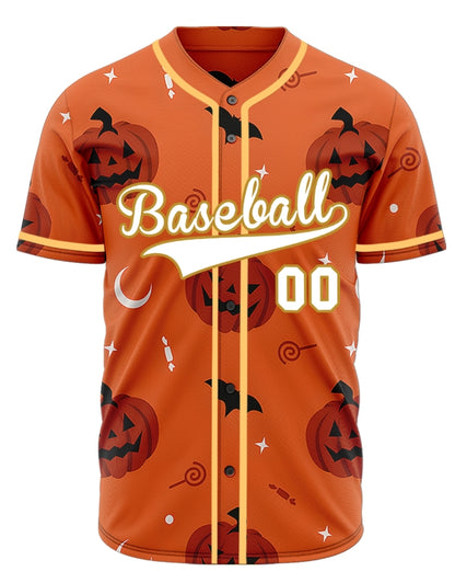 Halloween Orange Pumpkin Baseball Jersey
