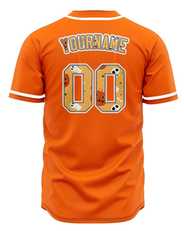 Halloween Orange Skull Baseball Jersey
