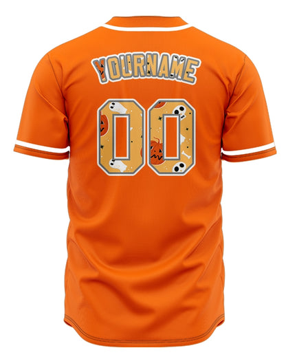 Halloween Orange Skull Baseball Jersey