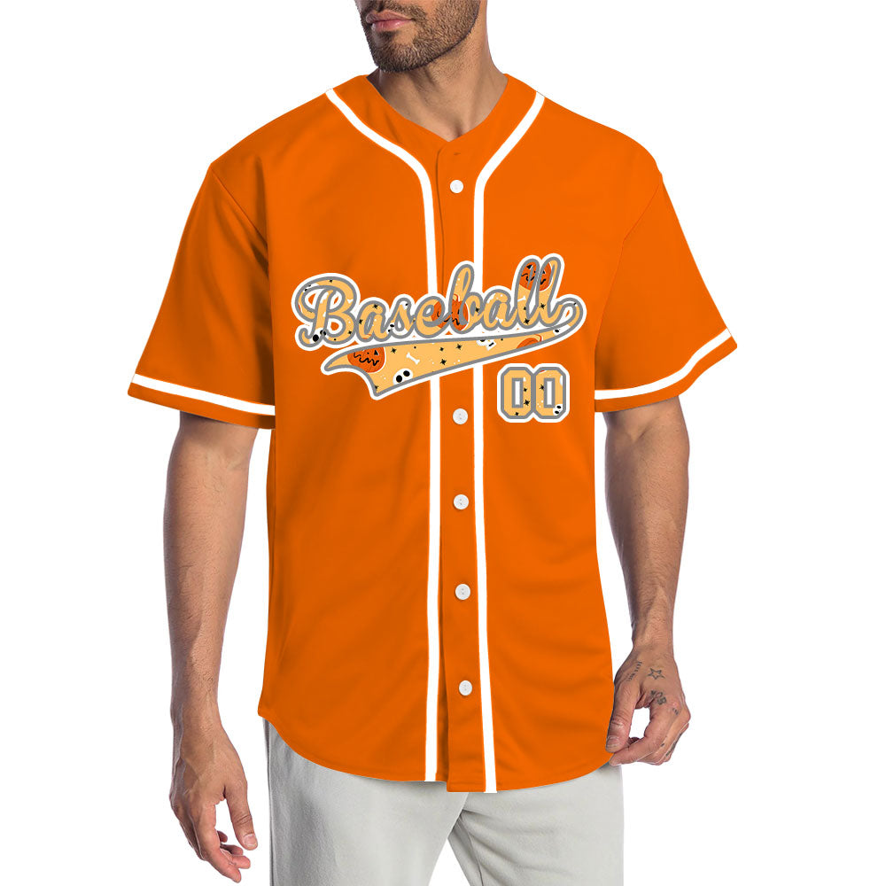 Halloween Orange Skull Baseball Jersey